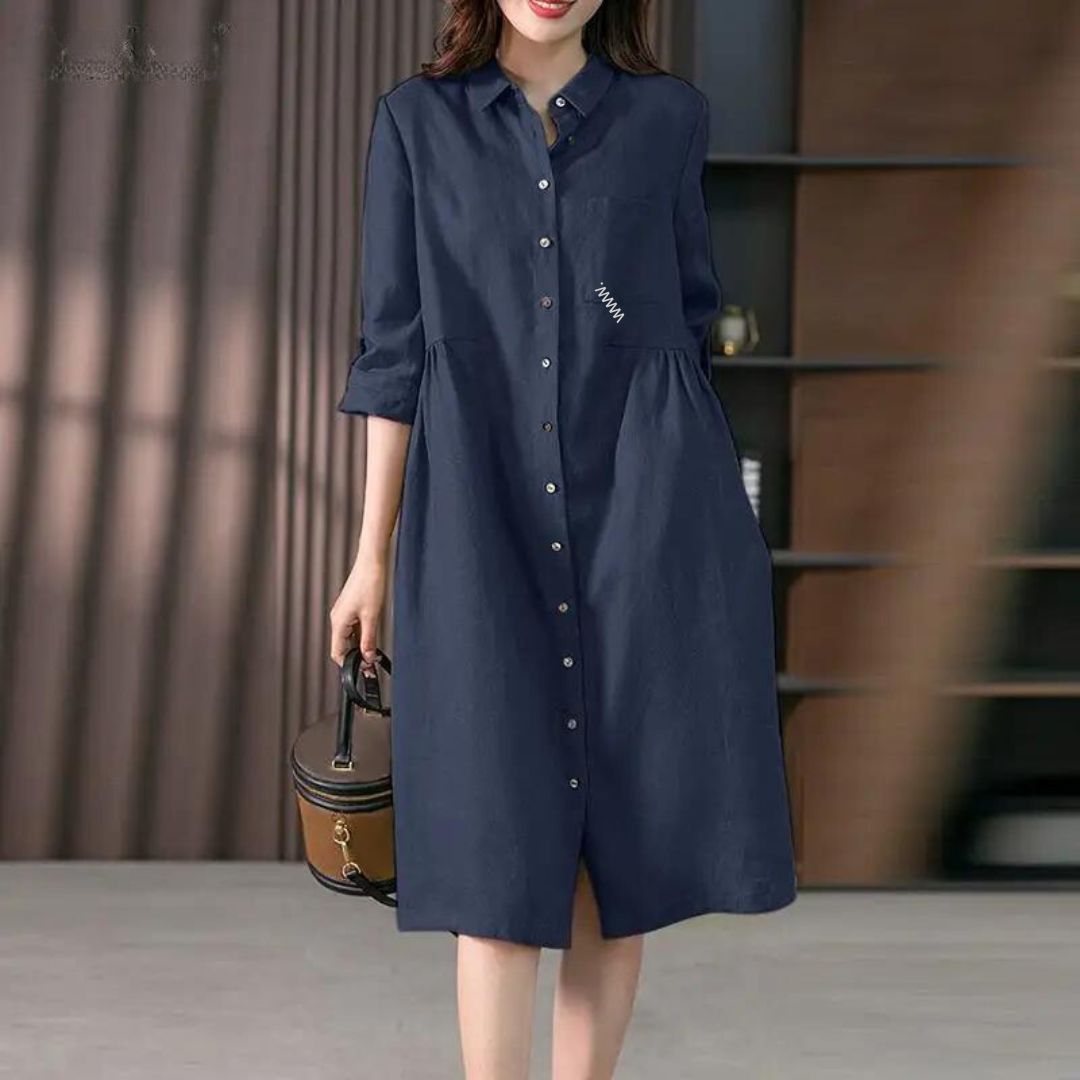 Juliette - Vestido camisero con tapeta de botones y bolsillo en el pecho