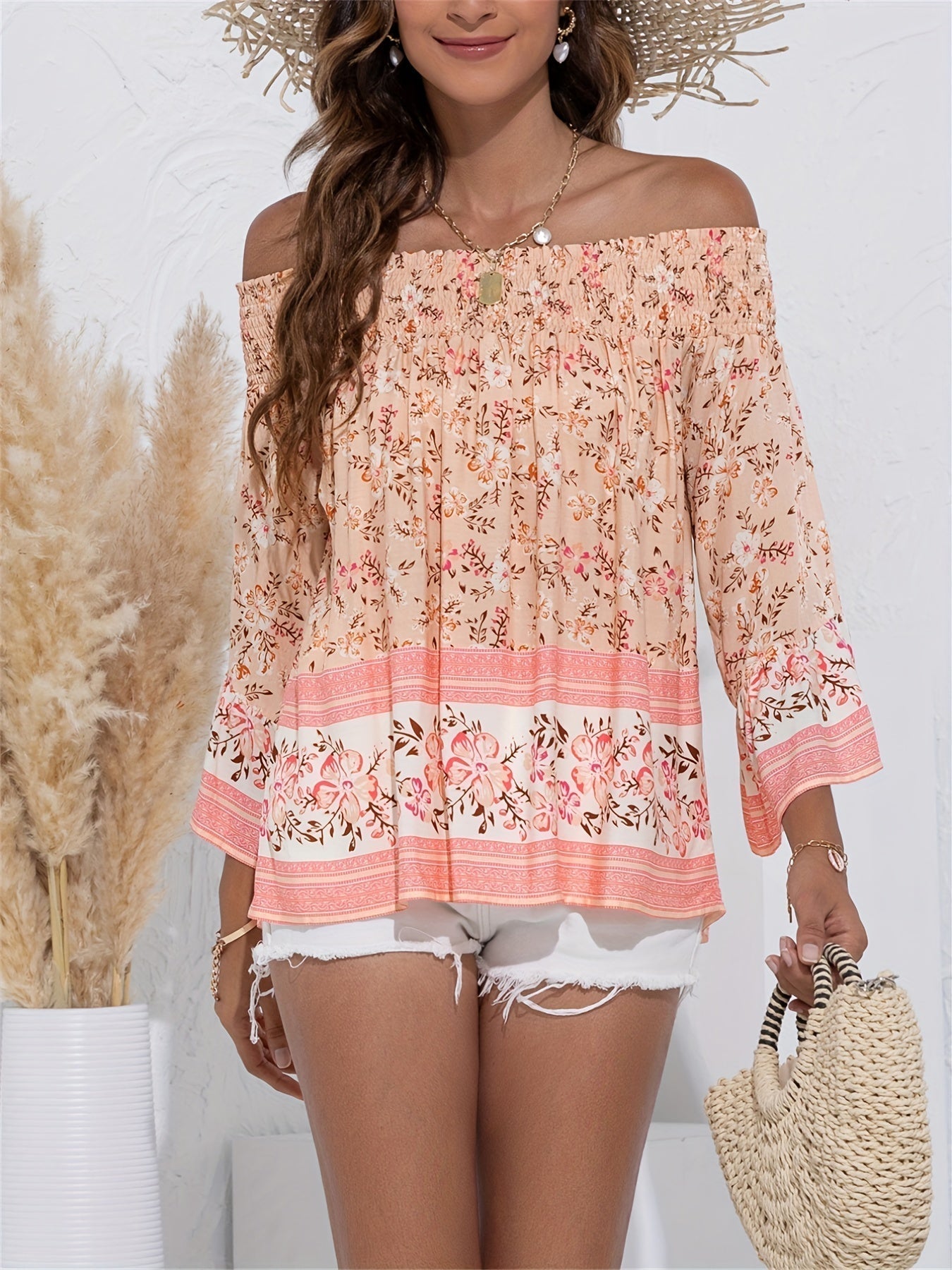 Alina - Blusa con hombros descubiertos y estampado floral para Mujer