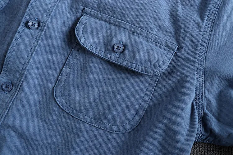 Camisa casual hombre bolsillos frontales estilo recto - Elías