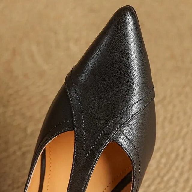 Zapatos de tacón para mujer diseño T-bar elegante acabado liso - Celestine