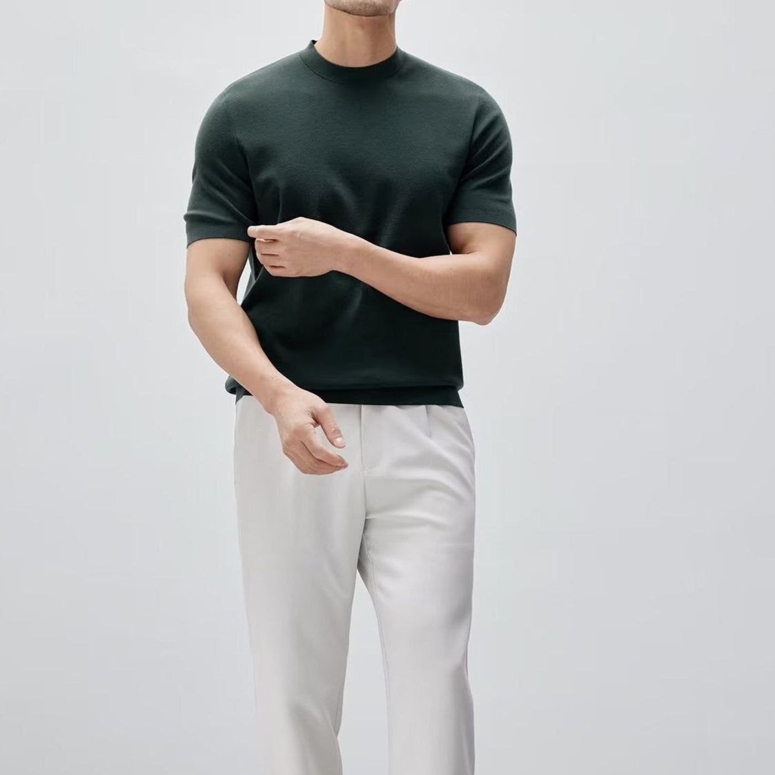 Camiseta para hombre de algodón mercerizado cuello redondo estilo minimalista - Hugo