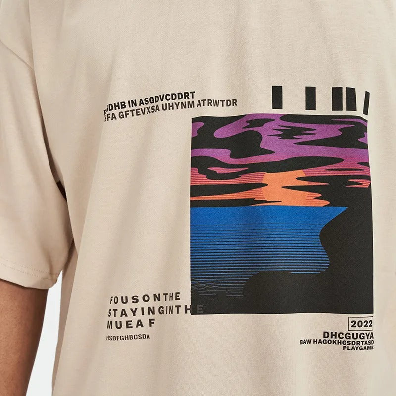 Camiseta oversize hombre algodón estampado gráfico - Joel