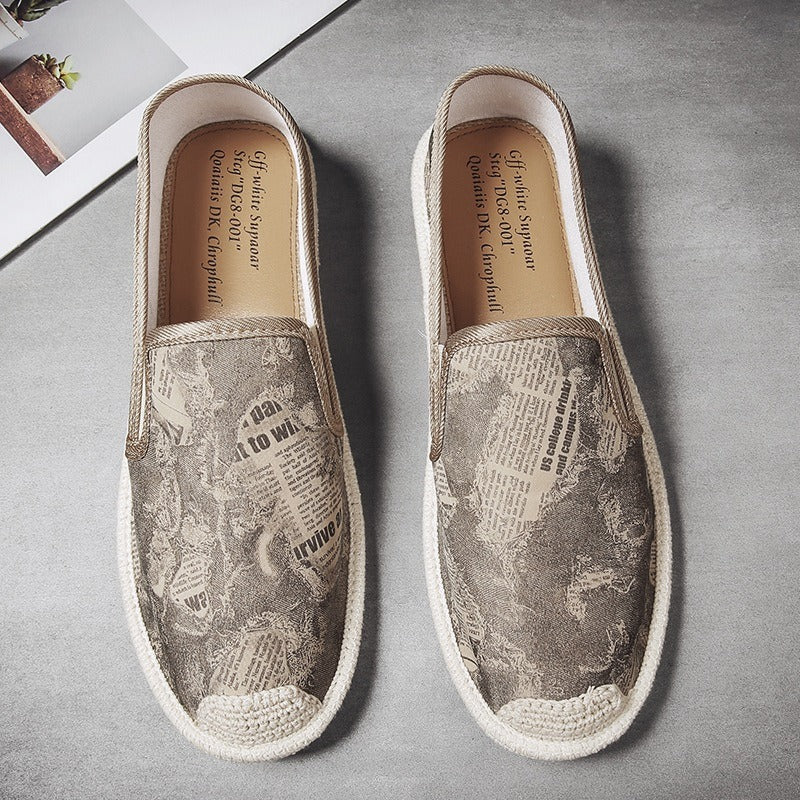 Zapatos planos hombre sin cordones diseño periódico - Arlen