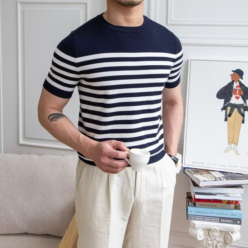 Camiseta para hombre de punto a rayas estilo clásico - Mateo