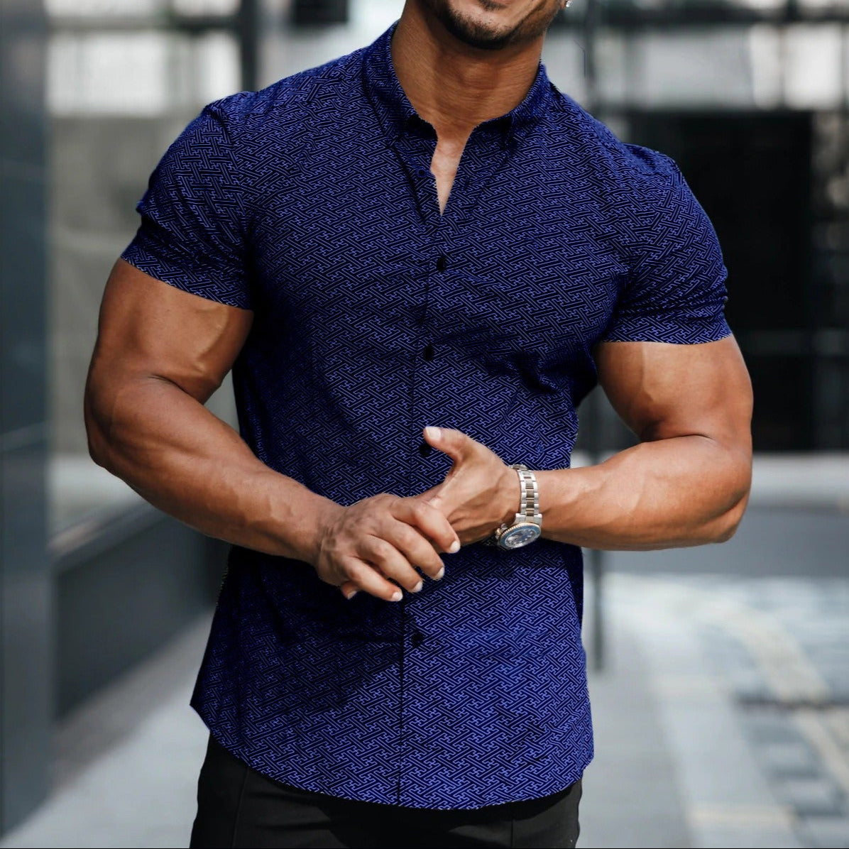 Camisa hombre estampado geométrico ajuste entallado - Adrián