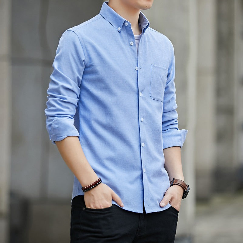 Camisa para hombre de algodón slim fit con bolsillo - Mauro