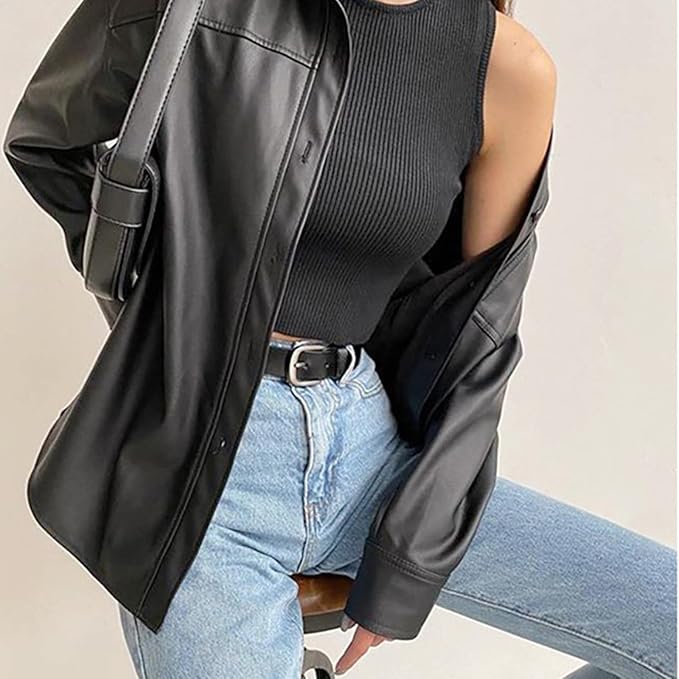 Alizée - Chaqueta de cuero para mujer