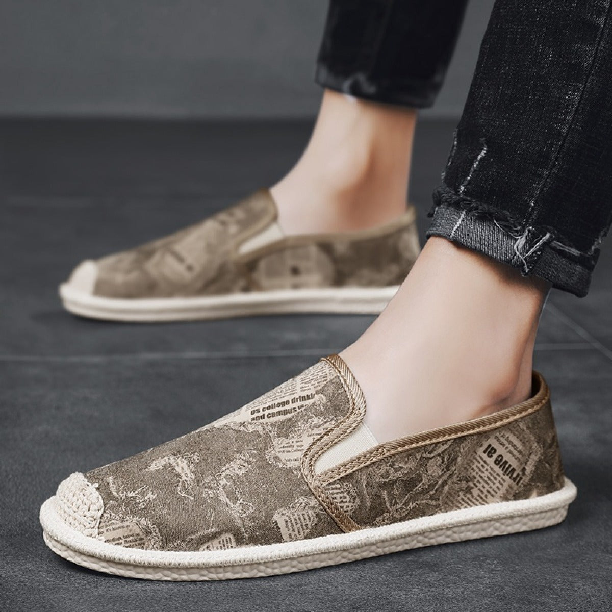 Zapatos planos hombre sin cordones diseño periódico - Arlen