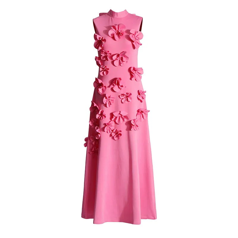 Lena - Vestido largo rosa con flores
