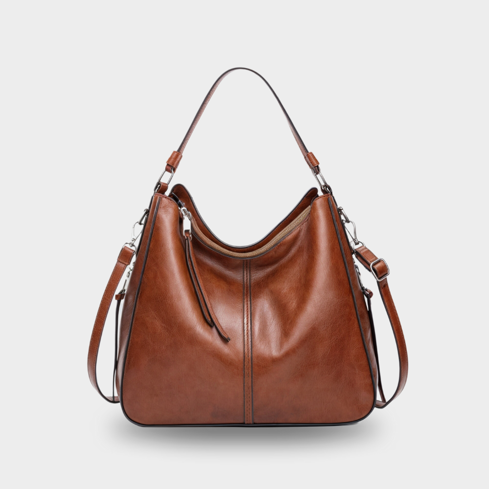 Bolso hobo grande de mujer con cremallera y correa ajustable - Leonor