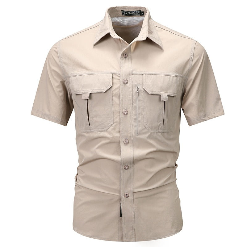 Camisa manga corta hombre poliéster técnico estilo utilitario - Mateo