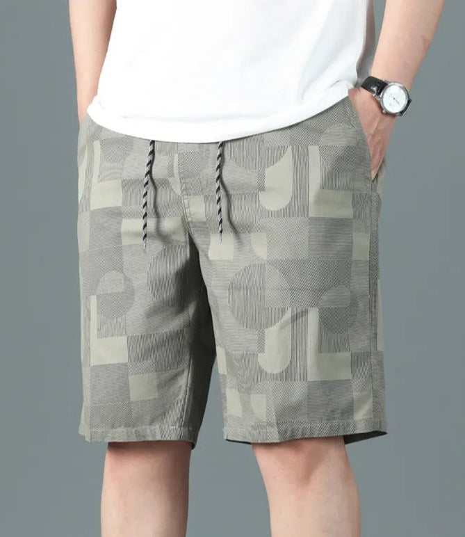 Bermuda hombre algodón estampado geométrico estilo relajado - Mateo