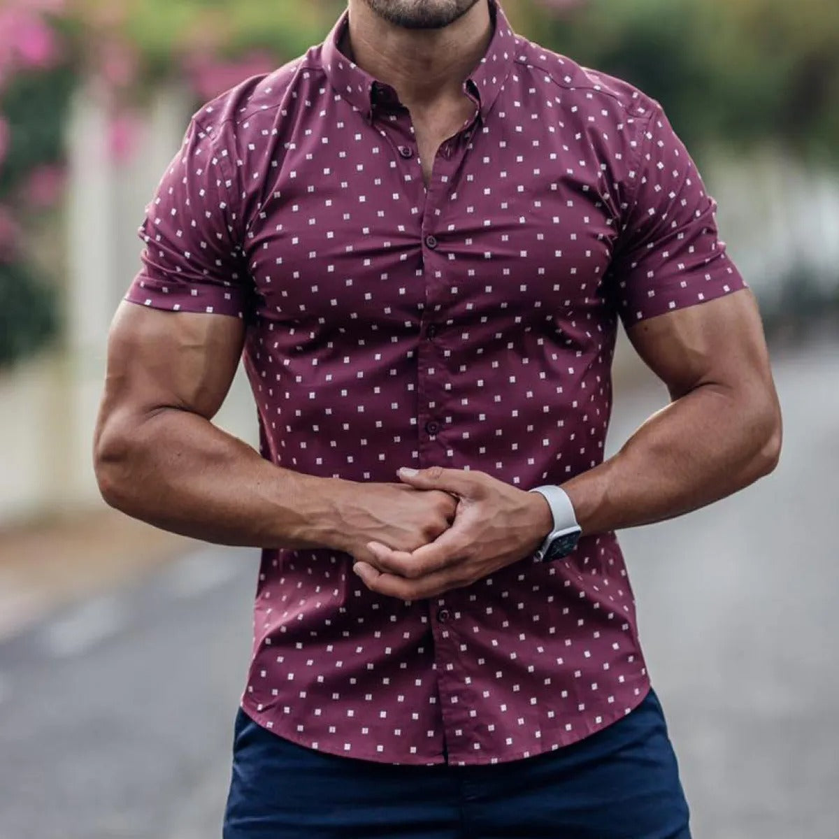 Camisa hombre estampado geométrico ajuste entallado - Adrián