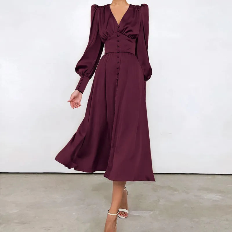 Jena - Vestido entallado con mangas farol