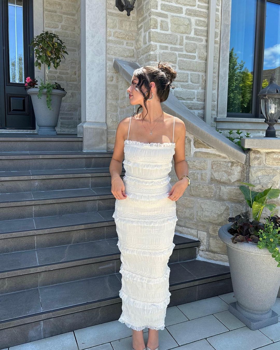 Pame - Vestido sin mangas con volantes