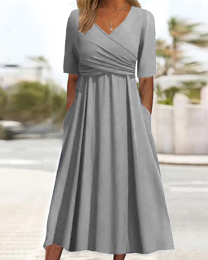 Therese - Vestido cruzado con manga corta