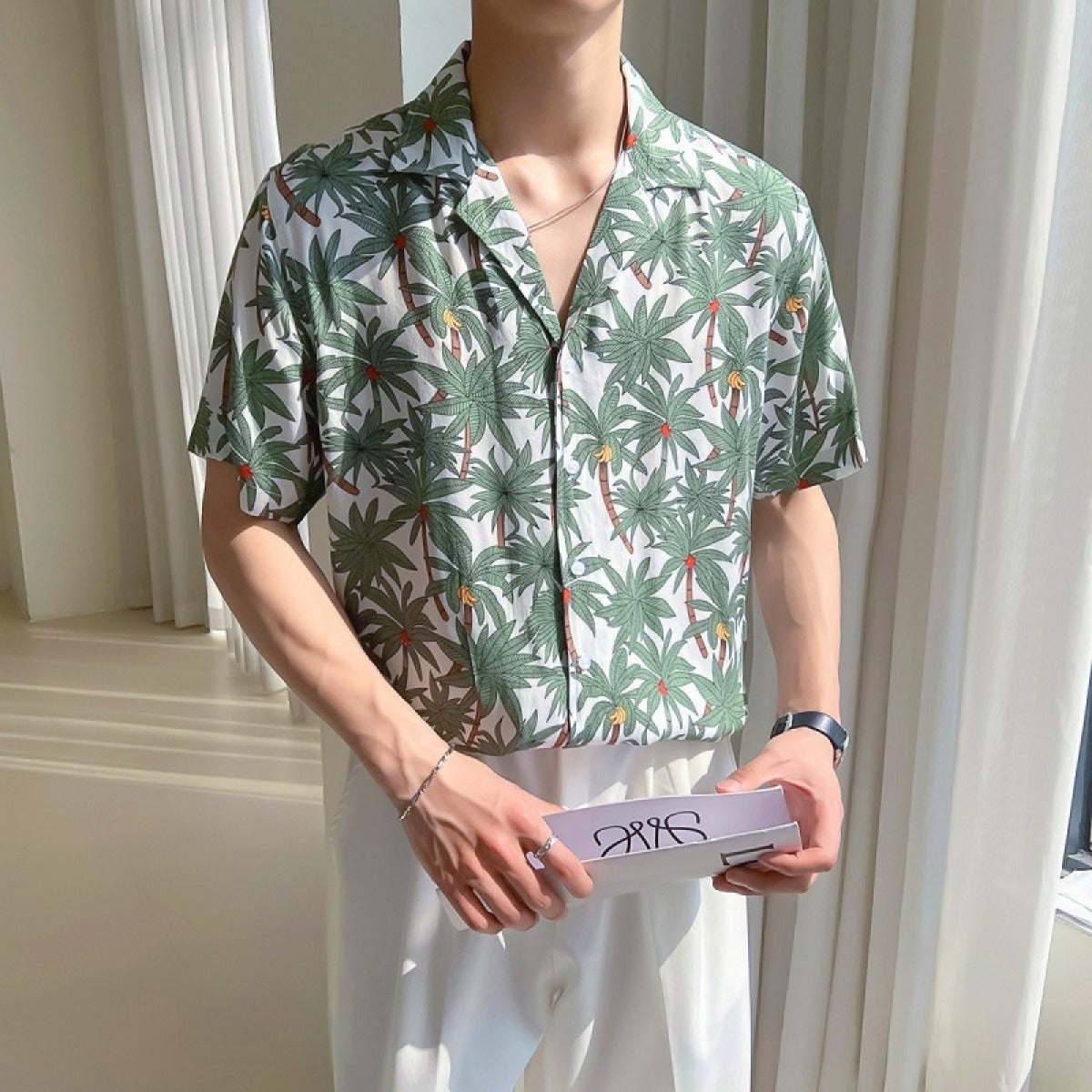 Camisa para hombre viscosa con estampado tropical estilo holgado - Julián