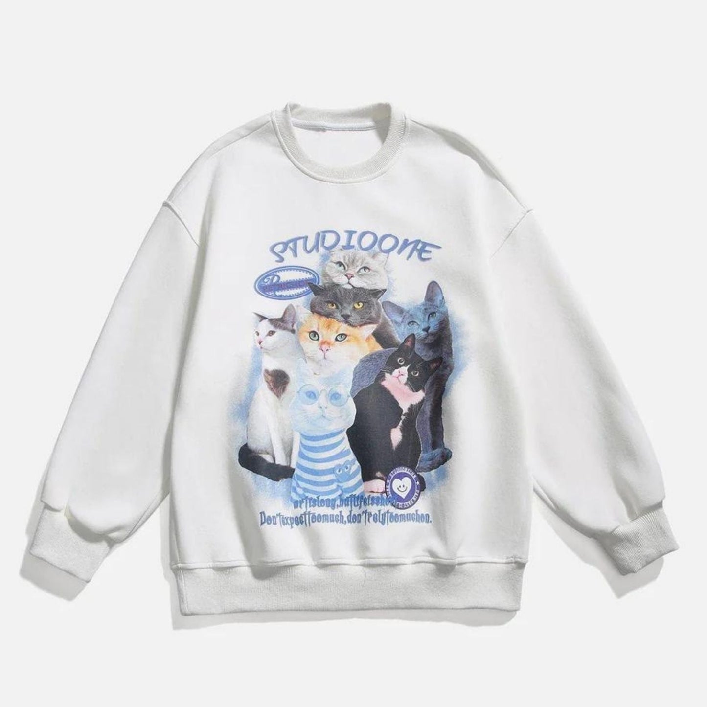 Arietty - Sudadera casual de algodón con motivo de gato