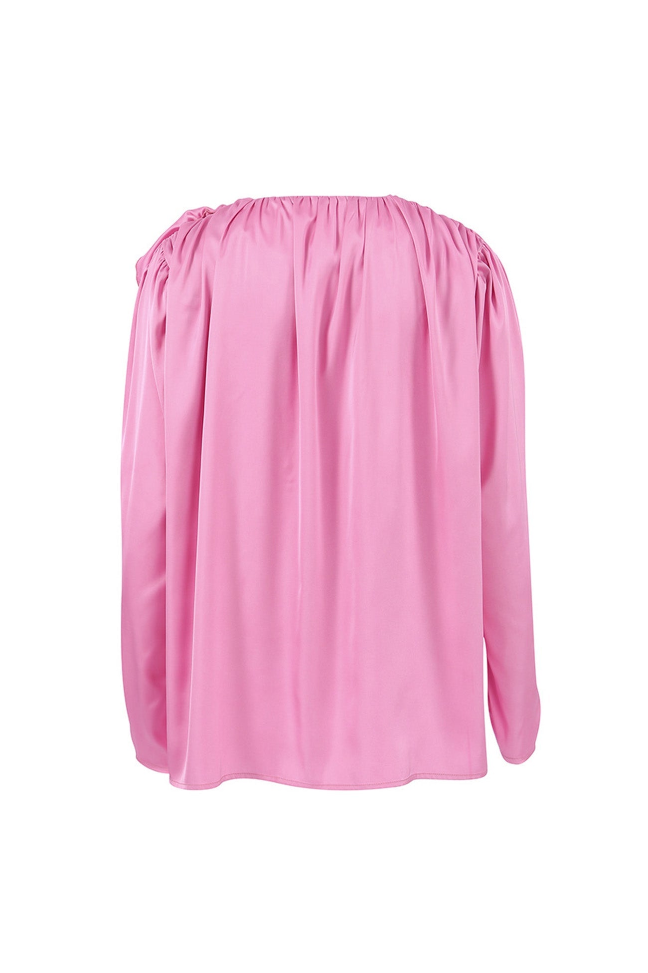 Victoria - Blusa rosa de encaje floral fruncido con cuello en V
