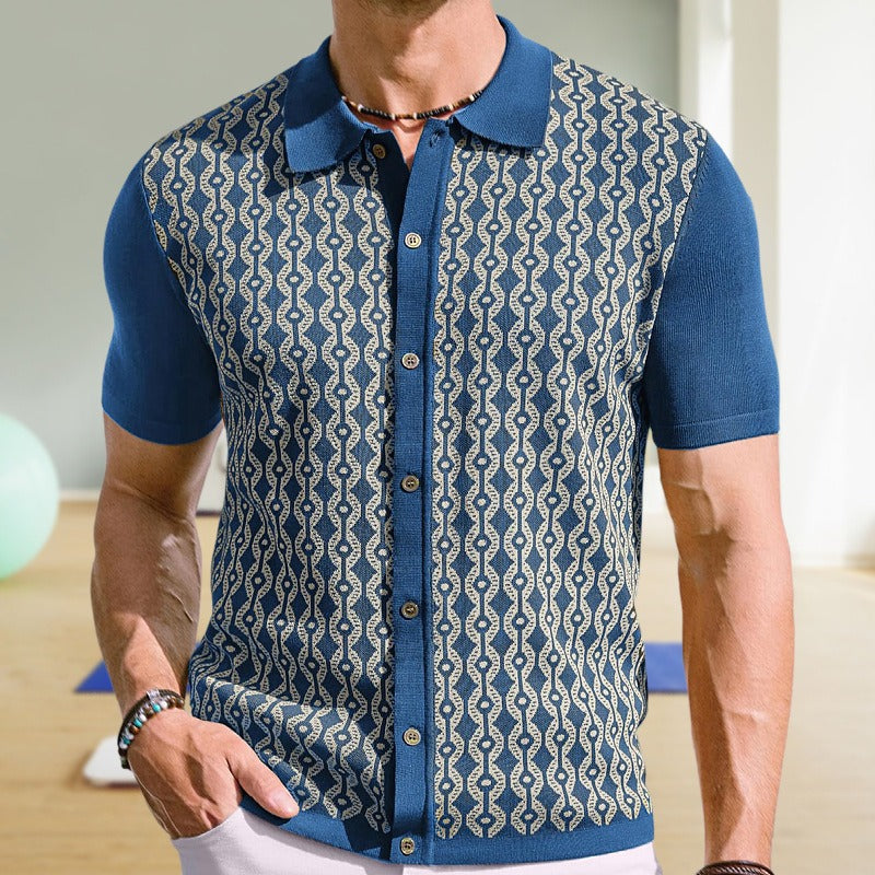 Camisa polo hombre tejido jacquard diseño geométrico - Esteban
