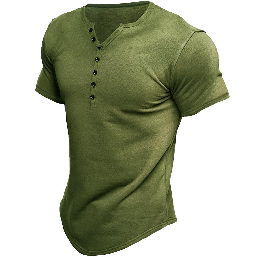 Camiseta slim fit de hombre con media tapeta de botones