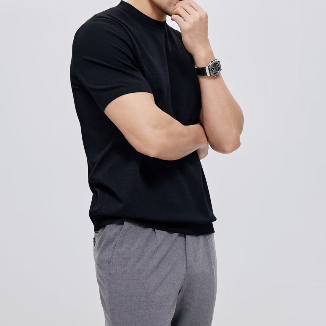 Camiseta para hombre de algodón mercerizado cuello redondo estilo minimalista - Hugo