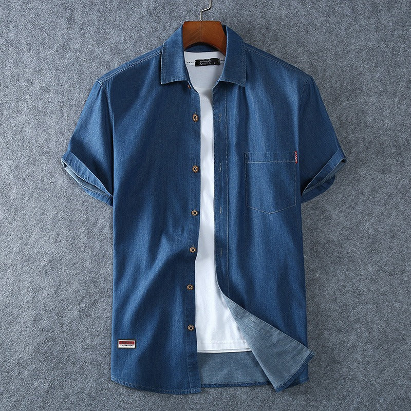 Camisa vaquera hombre manga corta algodón azul - Denver