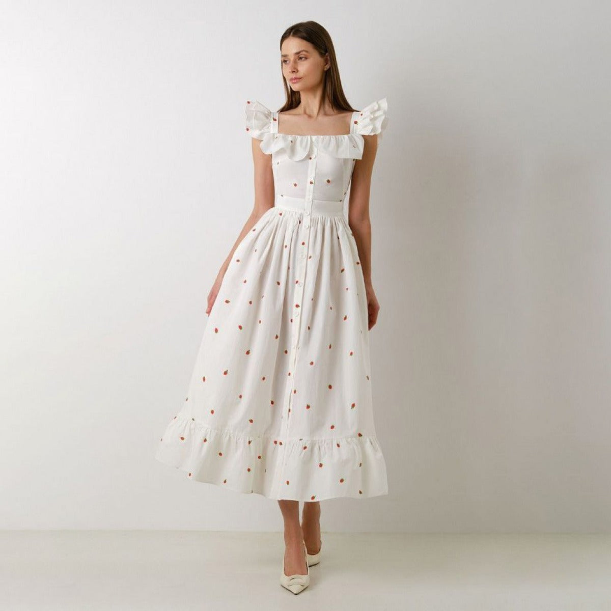 Vestido largo mujer estampado floral escote cuadrado - Camille