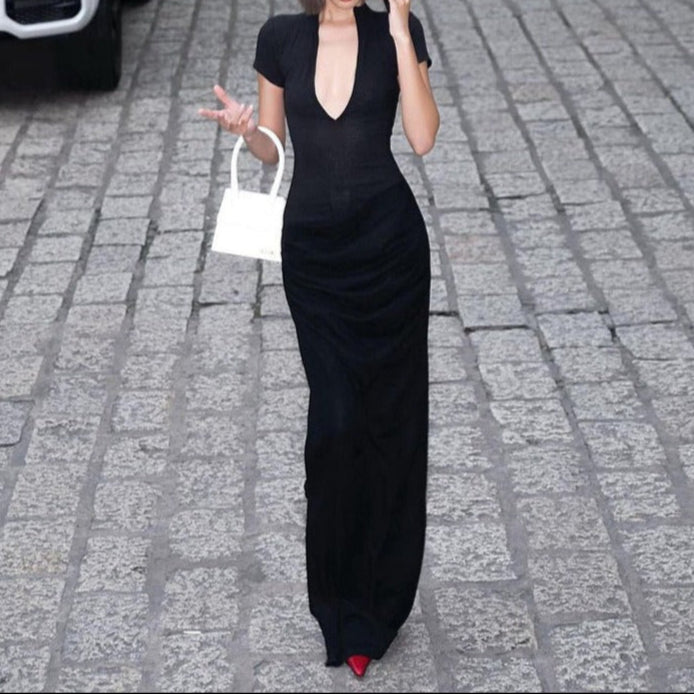 Vestido largo para mujer escote profundo estilo ceñido - Julieta
