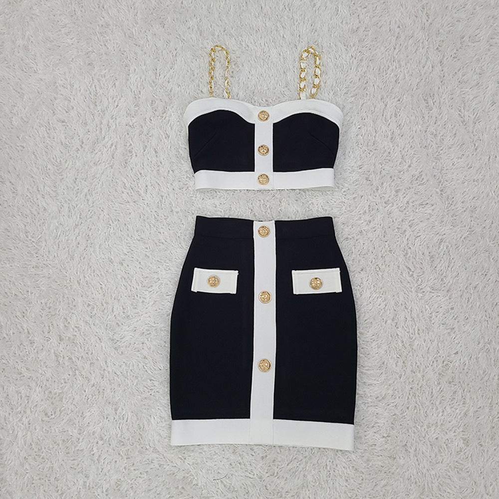 Vestido mini para mujer con tejido estructurado botones decorativos - Valeria