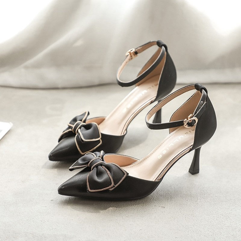 Zapatos de tacón para mujer detalle lazo estilo elegante - Clarisse