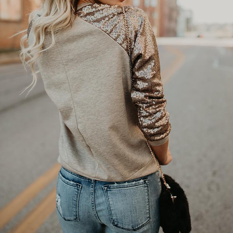 Tatjana - Camiseta de mujer con lentejuelas para la moda de primavera