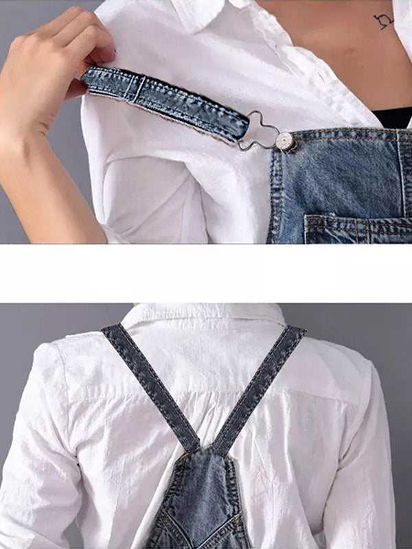 Vestido con peto en denim desgastado con abertura en la espalda - Lara