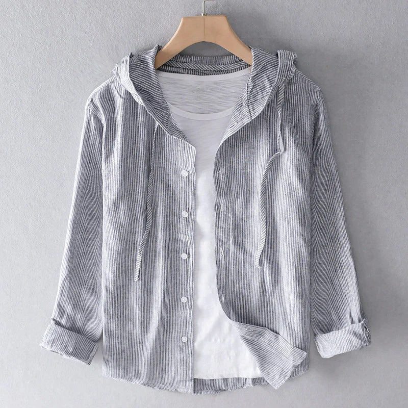 Camisa casual a rayas para hombre - con capucha