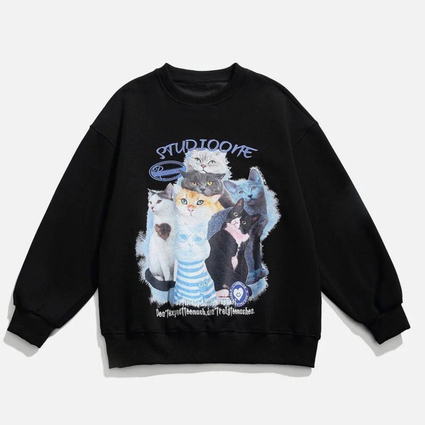 Arietty - Sudadera casual de algodón con motivo de gato
