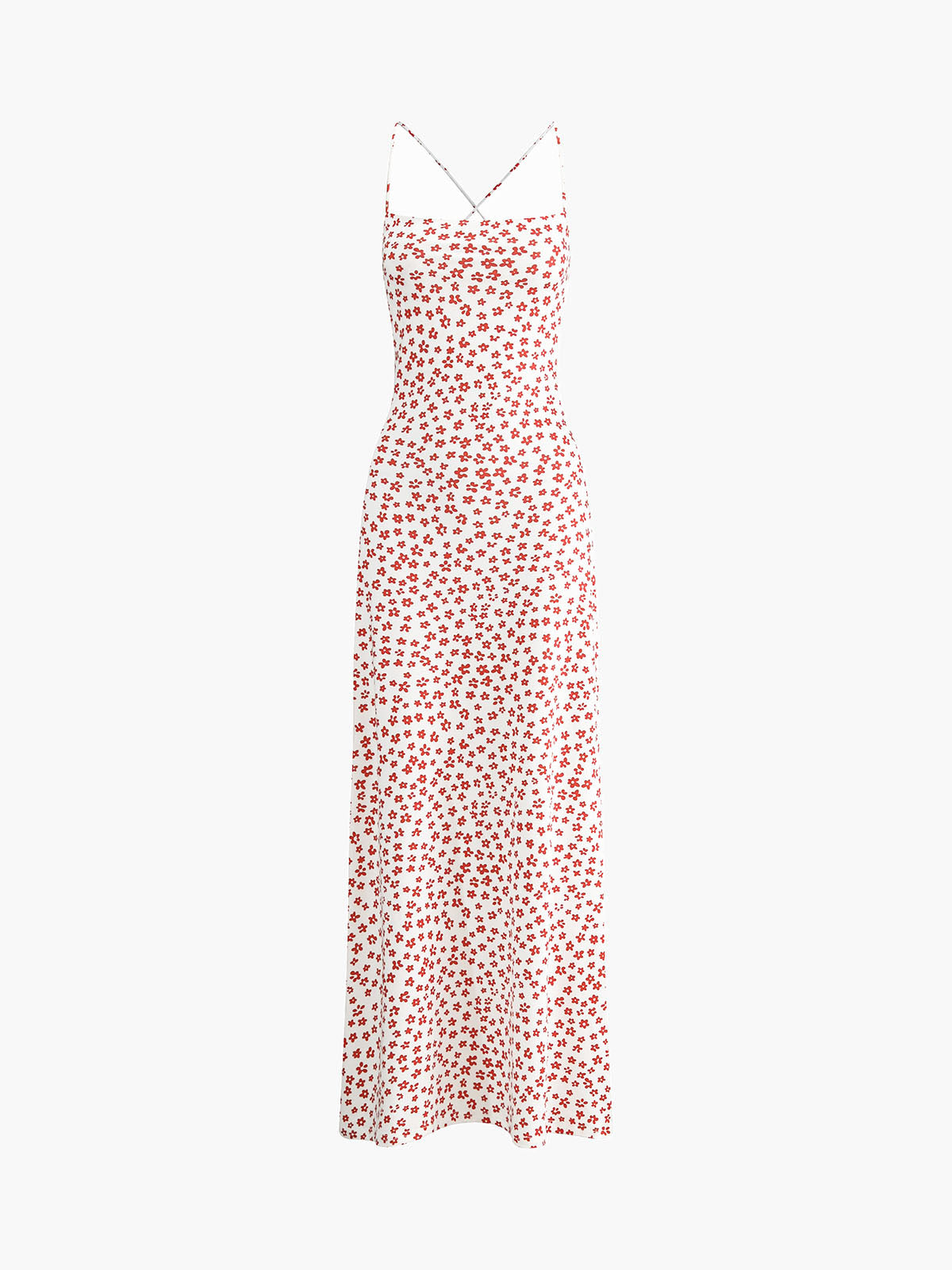 Lenay - Vestido largo de tirantes con estampado floral cruzado y fluido