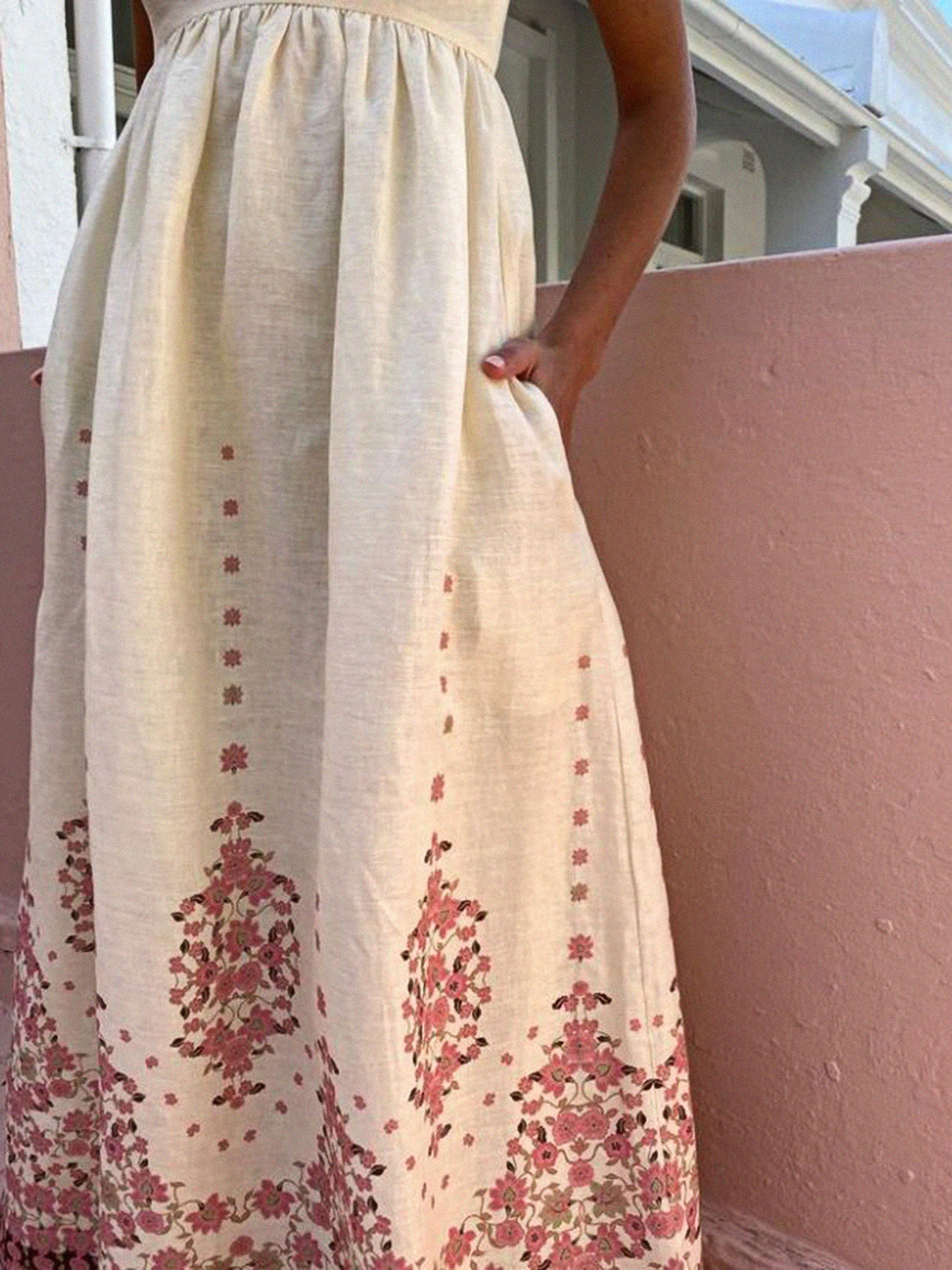 Olivia - Vestido largo de tirantes con estampado floral