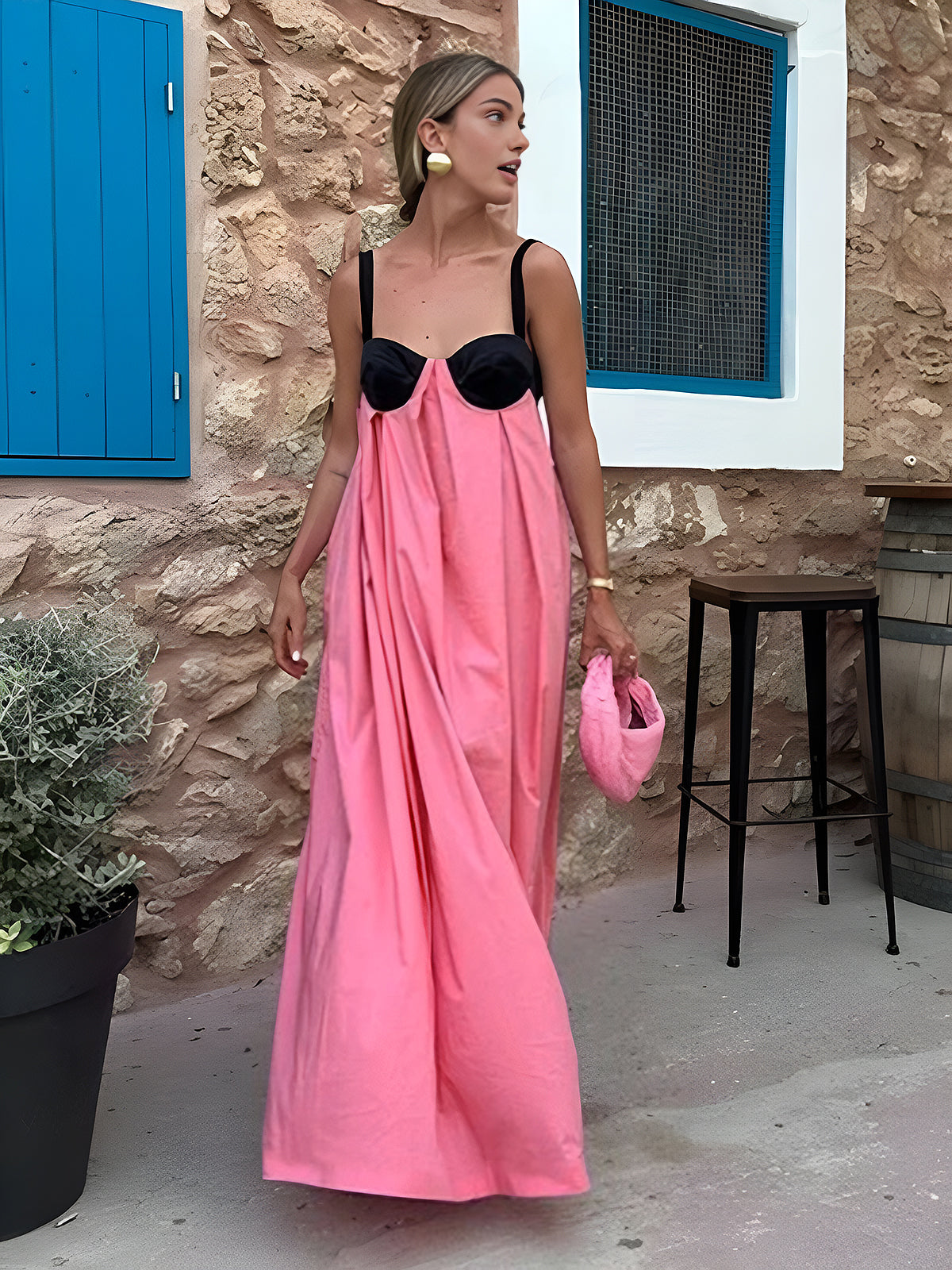 Bárbara - Vestido largo con tirantes y escote halter