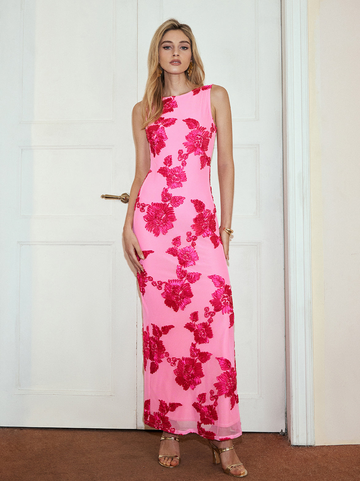 Aurora - Romance Floral Vestido de Malla sin Mangas