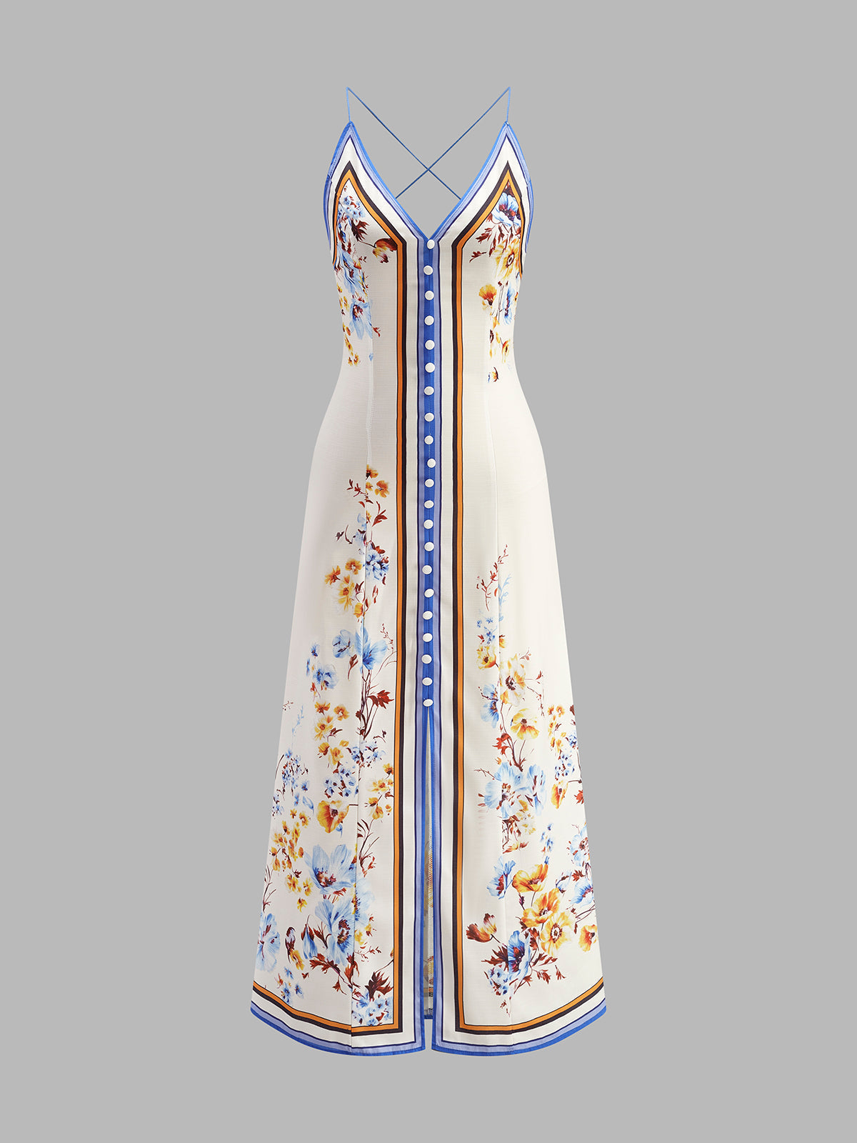 Keira - Vestido largo halter con estampado floral informal