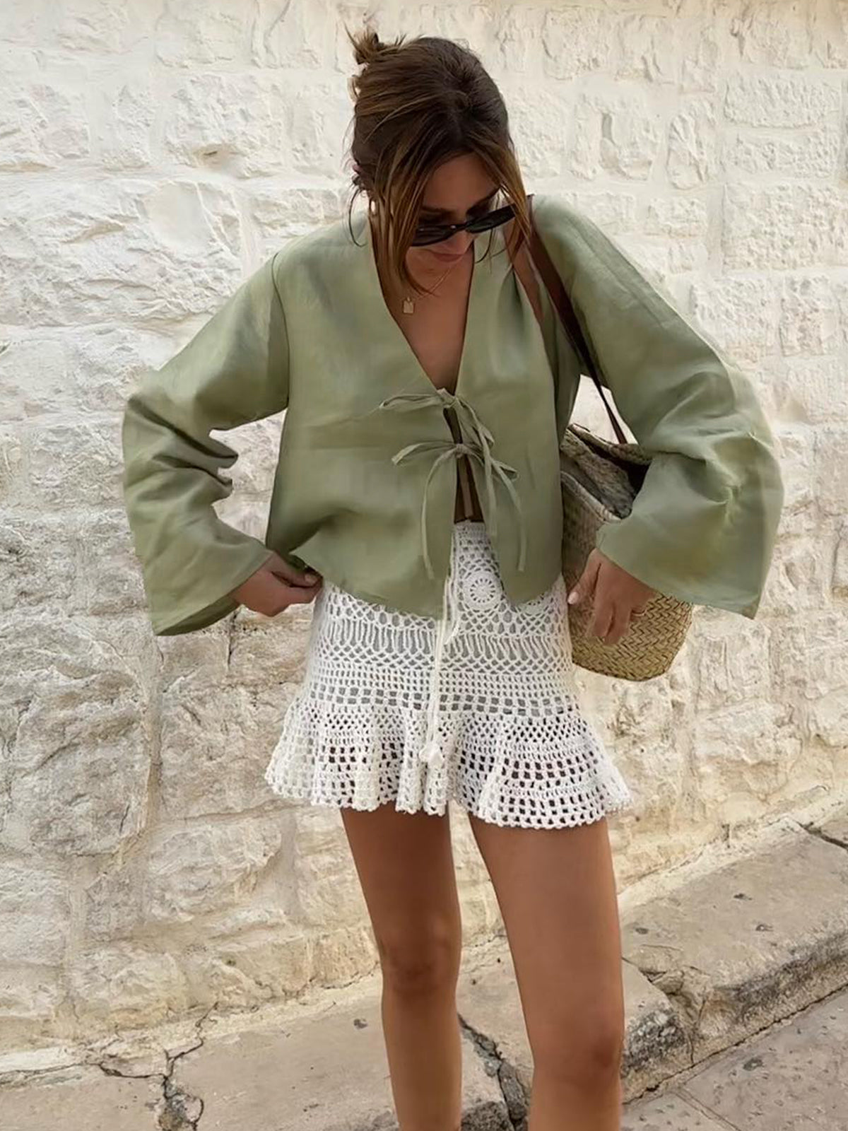 Madelyn - Blusa oversize de manga larga con tirantes