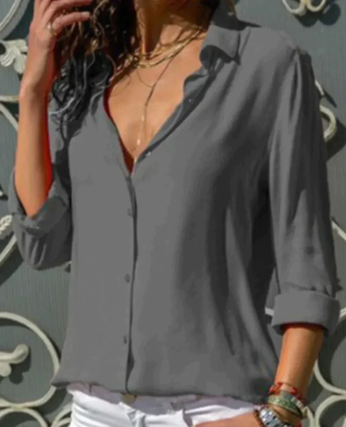 Tina - Blusa de gasa para mujeres fuertes
