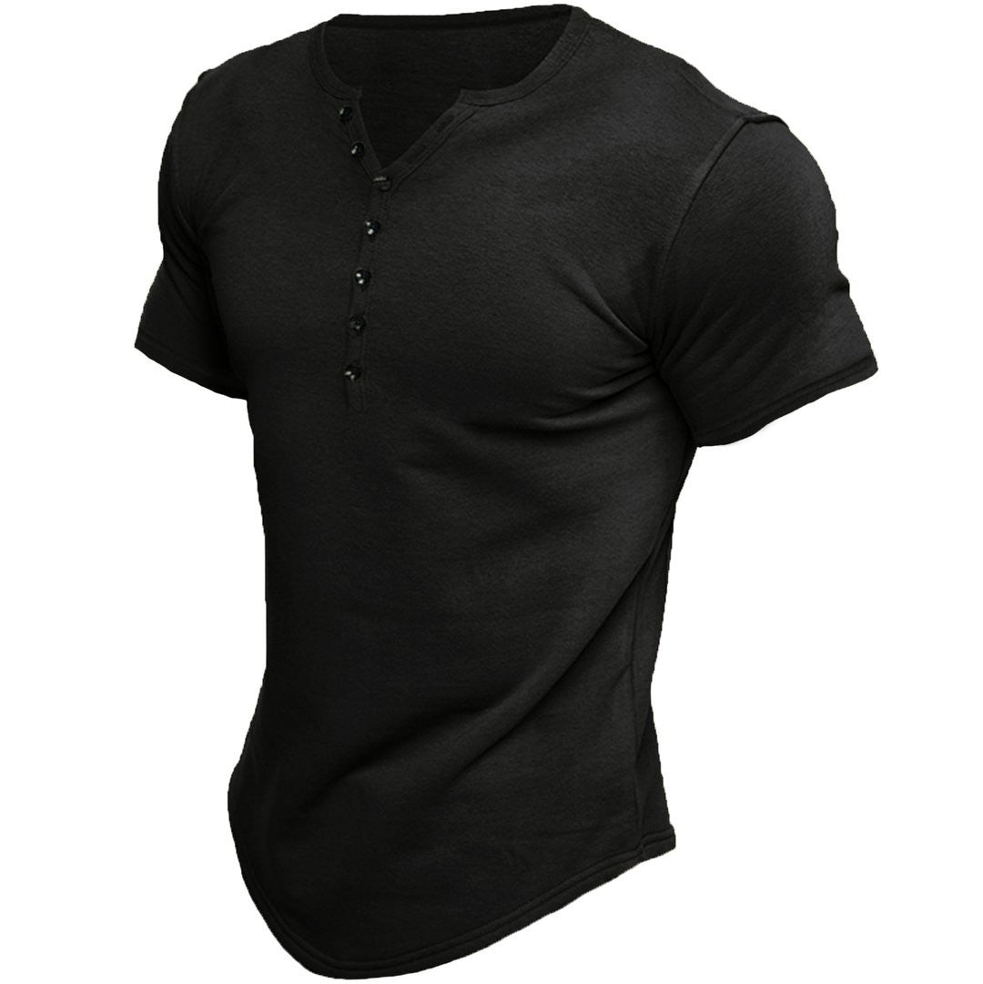 Camiseta slim fit de hombre con media tapeta de botones