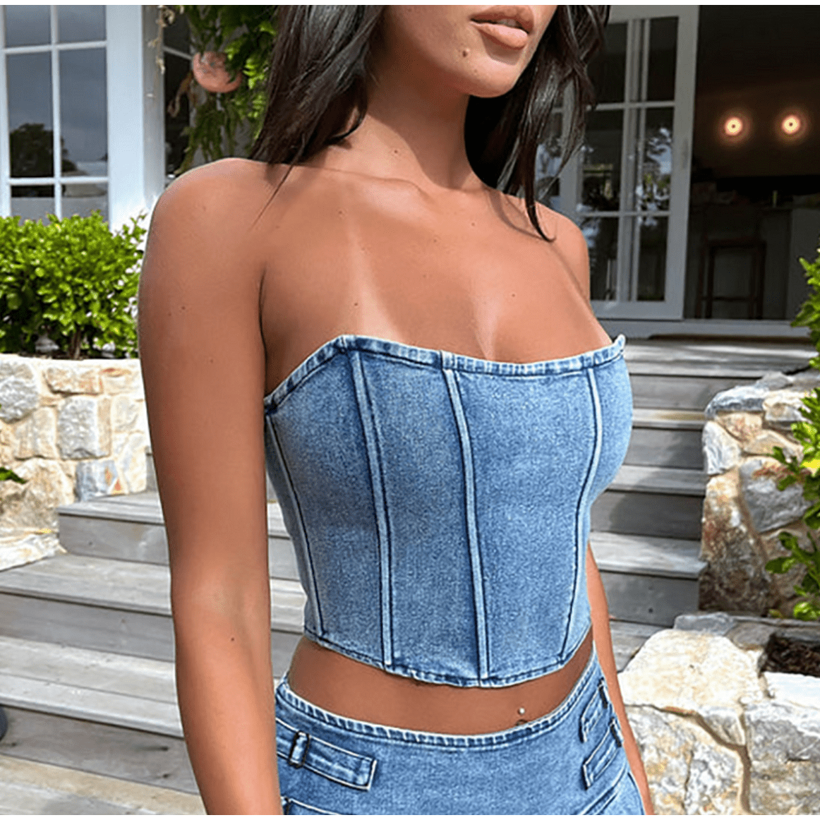 Top Feie - Top denim de dama