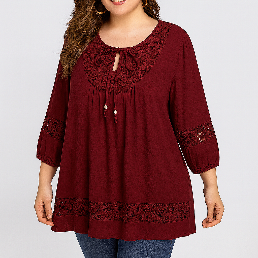 Blusa mujer encaje y lazo frontal - Marena