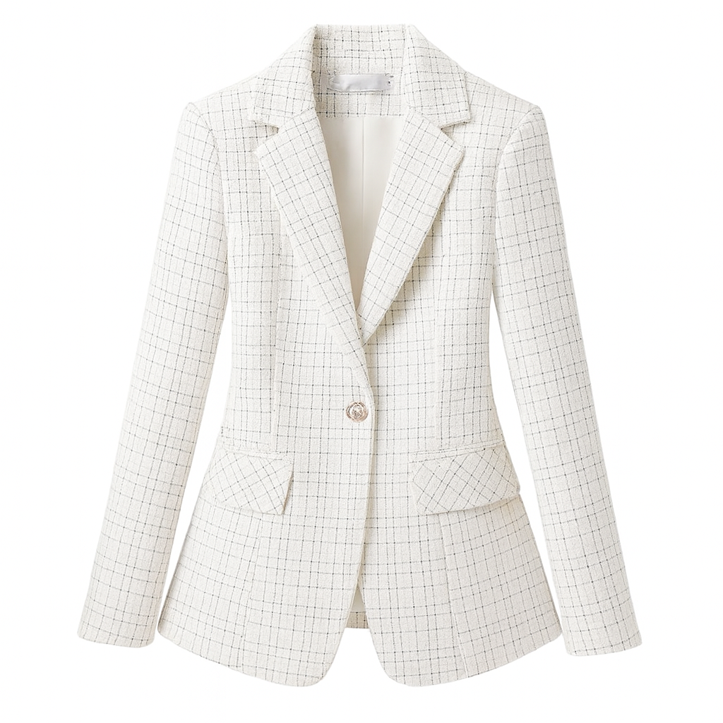 Blazer de Mujer Entallado con Patrón de Cuadros - Melissa