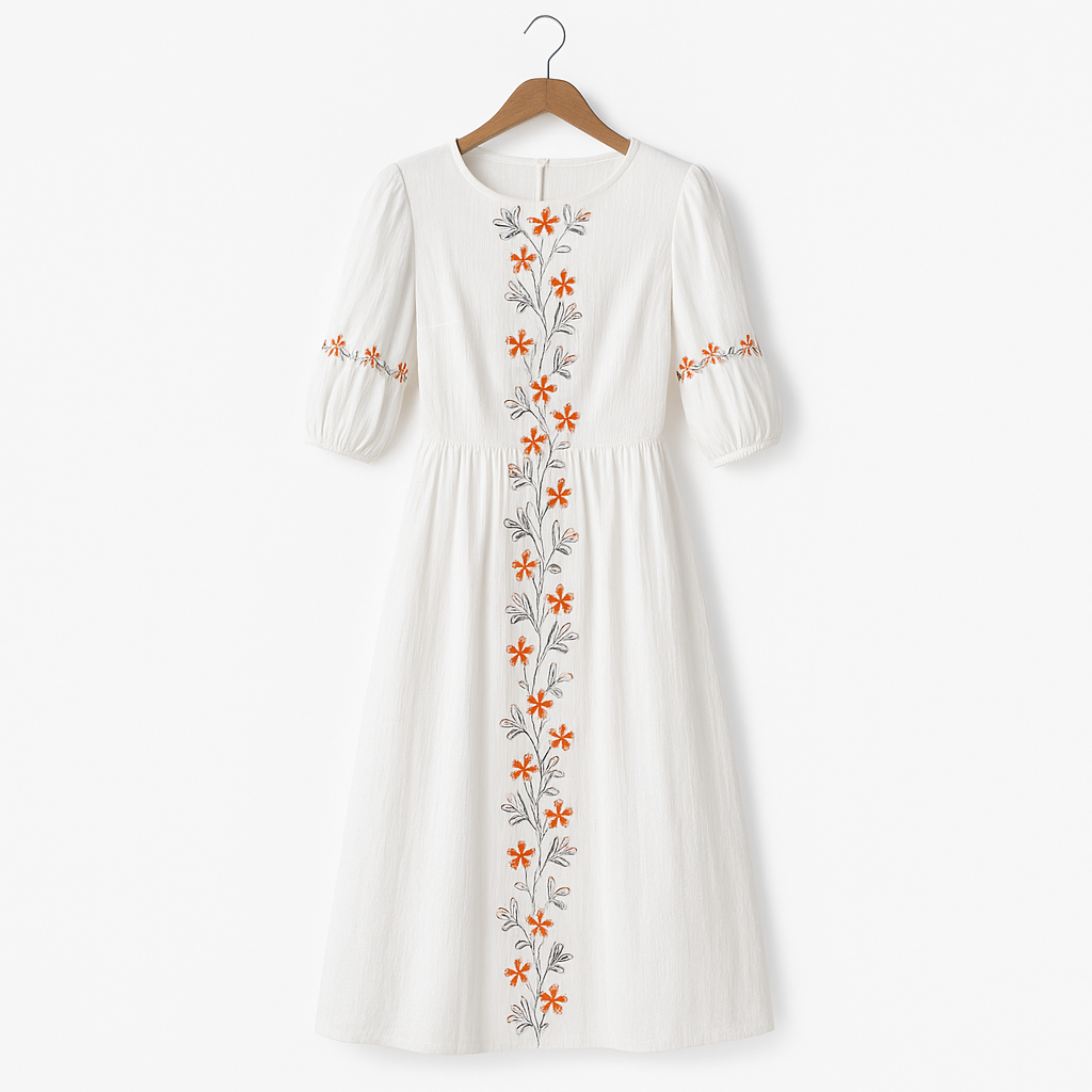 Vestido algodón con manga tres cuartos - Carmona
