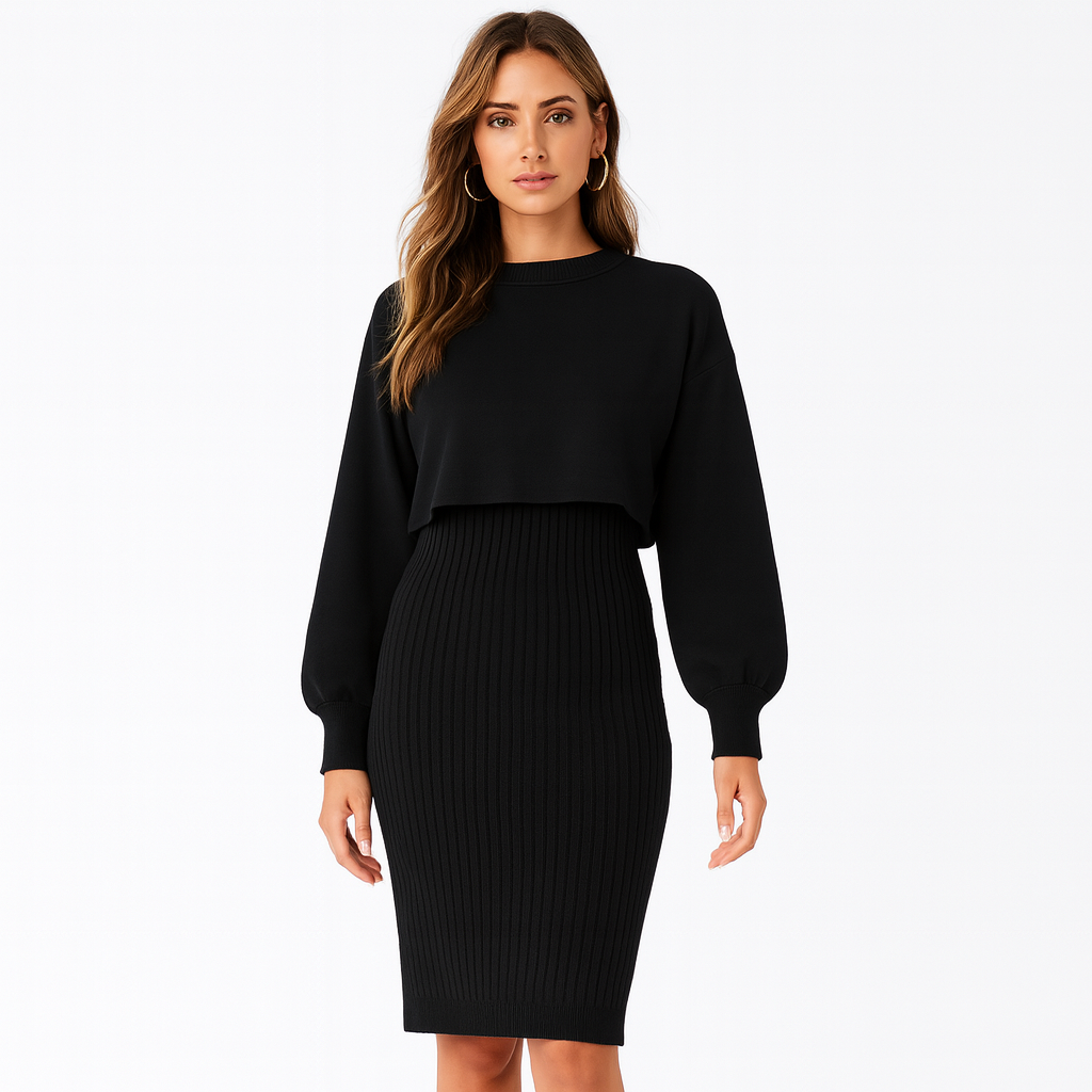 Vestido de punto con efecto dos piezas - Karine
