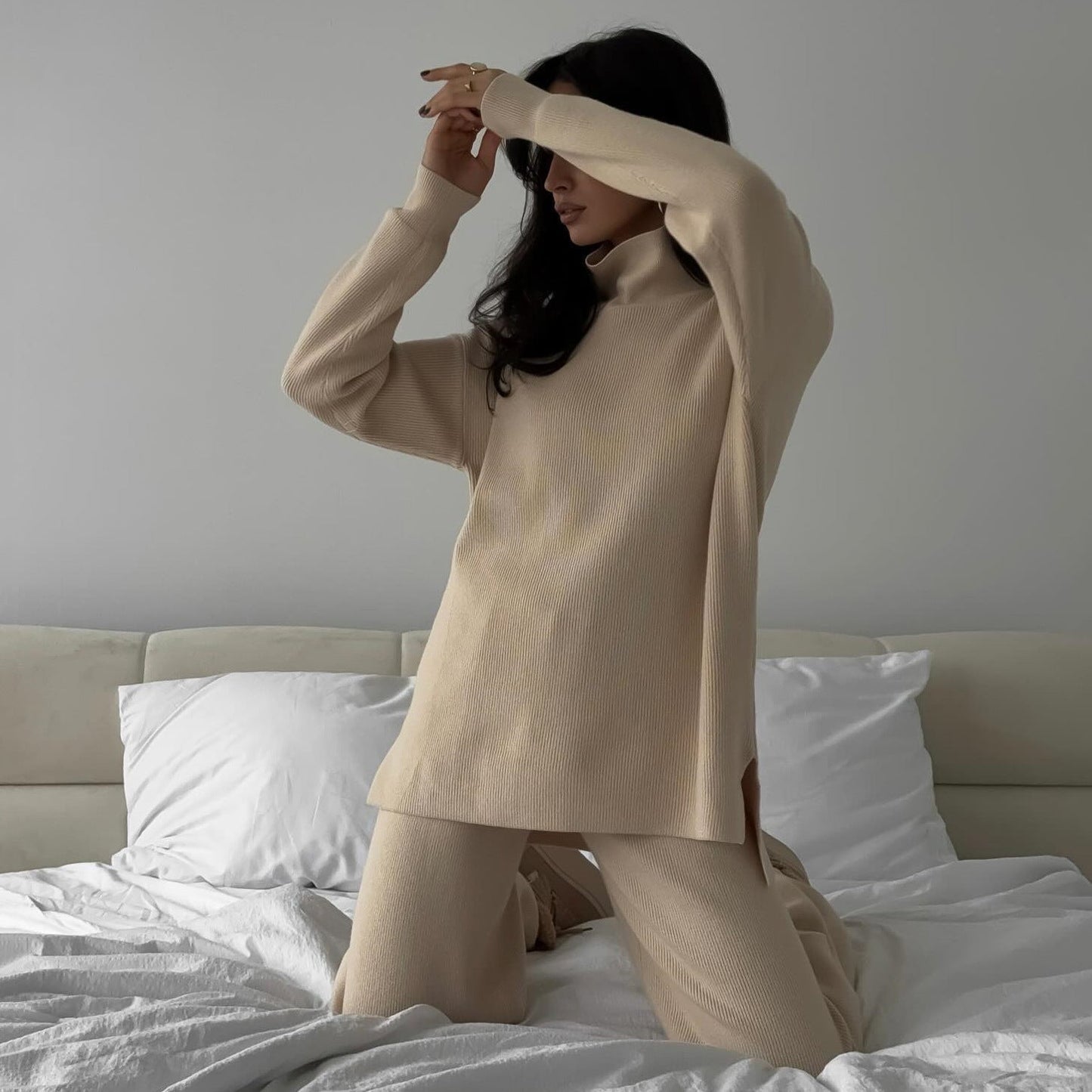 Conjunto mujer punto cuello alto - Amalia