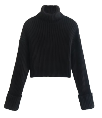 Eva - Jersey de cuello alto de canalé para mujer